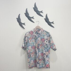 Reyn Spooner Reverse Print Patriotic 1999 Hawaiian Shirt, L - Vintage!